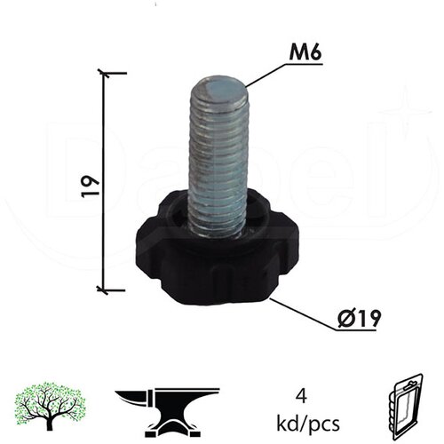 Dabel nogica štel za nameštaj n035 crna m6x19 mm 4kom Cene