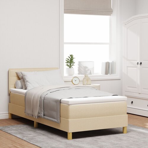 VidaXL Box Spring krevet s du&amp;scaron;ekom Krem 90x200 cm Tkanina Slike