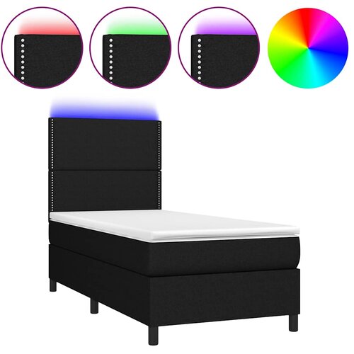  box spring s madracem LED crni 90x200 cm od tkanine Slike