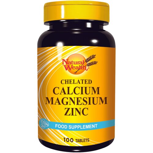 Natural Wealth helirani kalcijum-magnezijum-cink 100 tableta Slike