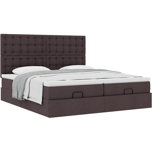 VidaXL Okvir kreveta s madracima tamnosmeđi 200x200cm tkanine Slike