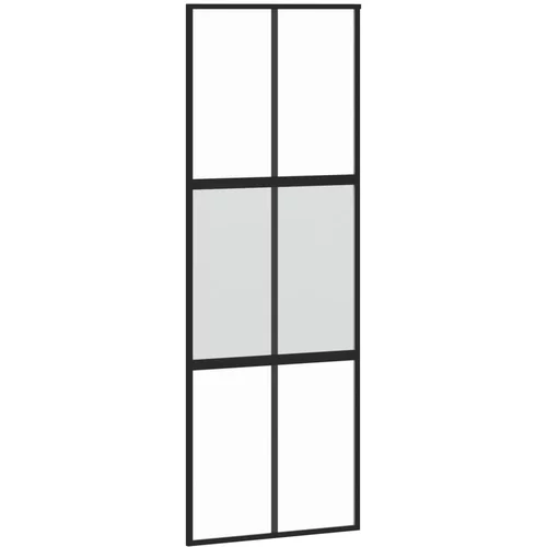 vidaXL Drsna vrata črna 76x205 cm kaljeno steklo in aluminij, (20983121)