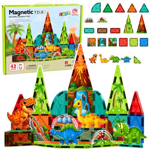 Magnetic Magnetni gradbeni bloki Dinosavri Vulkan Barviti 43 kosov. Cene