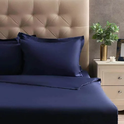 Issimo Home Set posteljine s plahtom Satin Simply Dark Blue