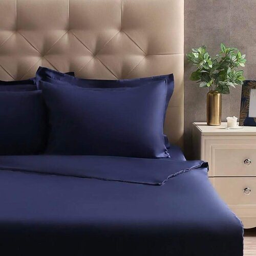 Issimo Home Set posteljine s plahtom Satin Simply Dark Blue Slike
