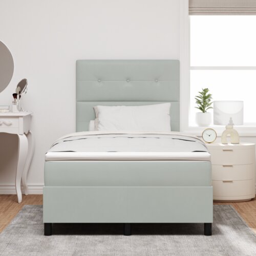 Box Spring Krevet s Madracem Svjetlosiva Mala Dvostruka Bar&amp;scaron;un Slike