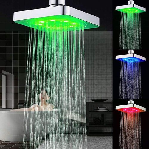 Dardanar Kvadratna LED glava za prho, 6-palčna LED tribarvna glava za prho, 3 barvno spreminjanje temperature, ki se poganja s pretokom vode, ABS krom, zaključek s 6 kosi LED za kopalnico, (21205366) Cene