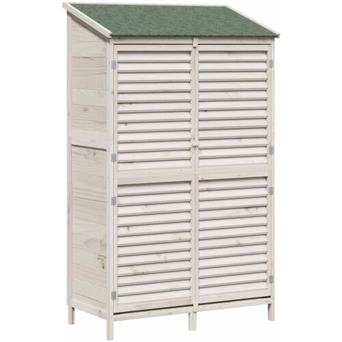 vidaXL Vrtna &Scaron;upa s krovom Bijela 106 x 56 x 176 5 cm Čvrsto drvo jele - Bijela 106 x 56 x 176 5 cm Cijene
