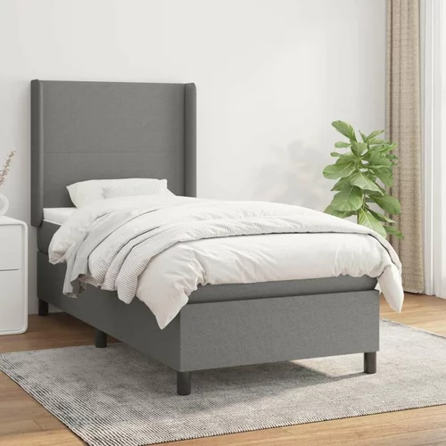  Box spring postelja z vzmetnico temno siva 80x200 cm blago, (20790005)
