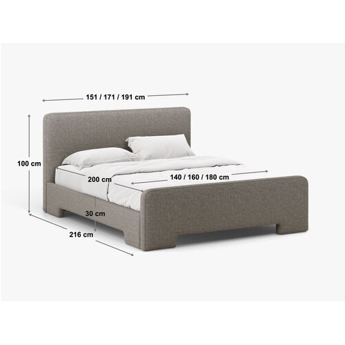 Micadoni Siva oblazinjena zakonska postelja z letvenim dnom 140x200 cm Eda &amp;ndash; Slike