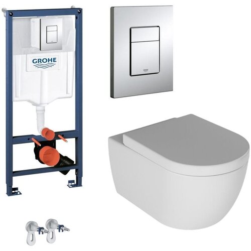 Grohe set ugradni vodokotlić hrom tipka wc &amp;scaron;olja alvit genova rimless i wc daska Slike