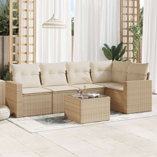 VidaXL 6-dijelni set vrtnih sofa s jastucima bež od poliratana Slike