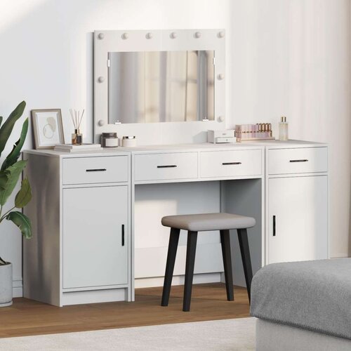 VidaXL Set od 3 Bijela MDF, Staklo Kompatibilan Toaletni stol Slike