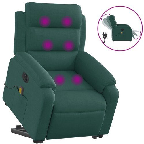 Maison Chic Električni masažni naslanjač - Relax naslanjač s funkcijo vstajanja temno zelen, (22061910) Cene