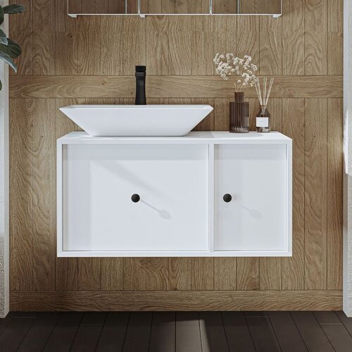 Hanah home kupatilski ormarić sa lavaboom 2537, 90 cm, beli Cene