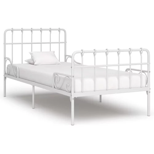 vidaXL posteljni okvir z letvenim dnom bel kovinski 90x200 cm