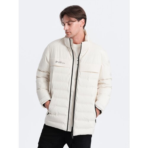 Ombre Men&amp;#039;s winter jacket with detachable hood - cream Slike