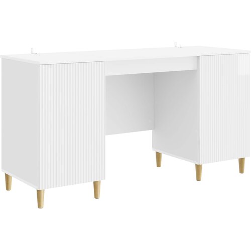  Stol Bijela visokog sjaja 142,5 x 50 x 75 cm Konstruirano drvo Cijene
