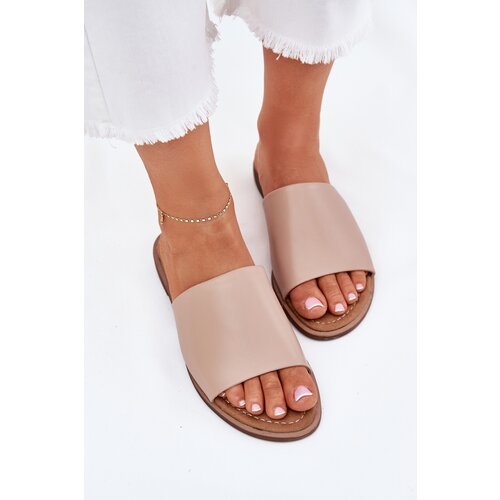 EVENTO Ladies Leather Smooth Slippers Beige Cerise Cijene