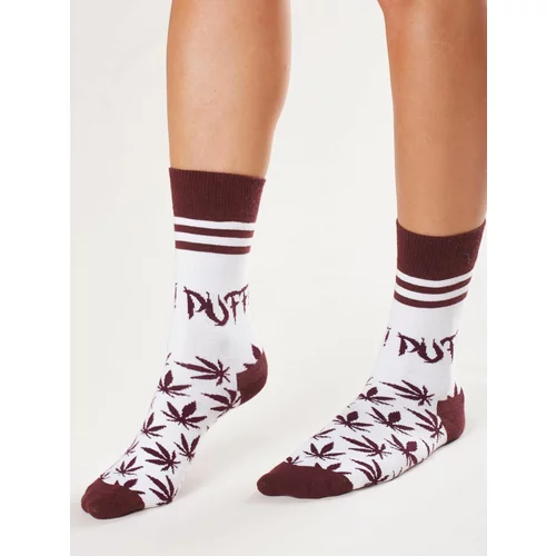 Fashion Hunters White and burgundy socks with print