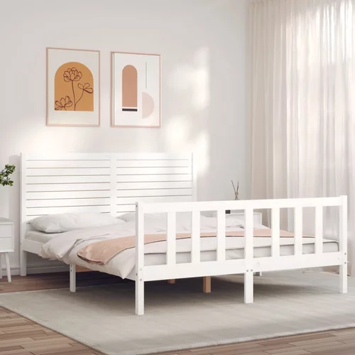 Okvir za krevet s uzglavljem sivi 160 x 200 cm od masivnog drva