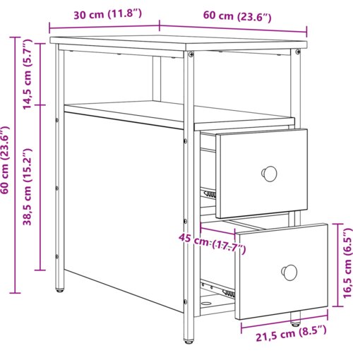 VidaXL Noćni ormar s ladicama 2 pcs Staro drvo 30 x 60 x 60 cm Slike