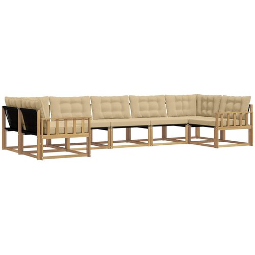  Set vanjskih sofa 7 kom. Bijela i bež Smeđa 404 x 168,5 x 73 cm Slike