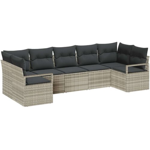  Set vrtne sofe s jastučićima svjetlosiva poli ratan vrtna sofa s 2 sjedala s kutijom za pohranu i jastučićima siva poli ratan Slike