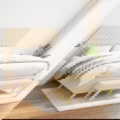The Living Store Box spring postelja z vzmetnico krem 140x190 cm blago - Box Spring Postelja, (21513296) Cene
