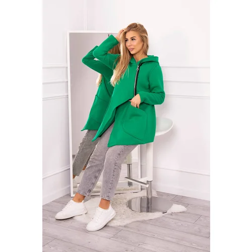 Kesi Insulated sweatshirt with an asymmetrical zipper light green