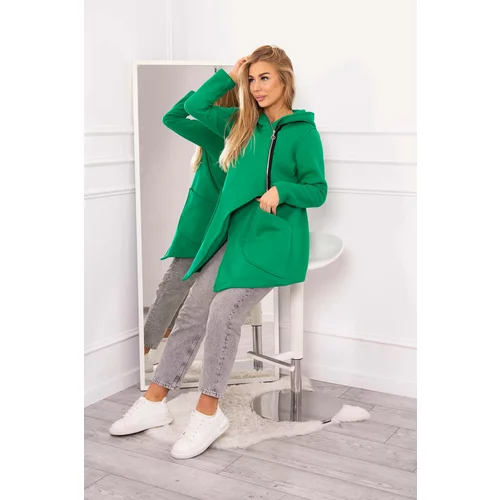 Kesi Insulated sweatshirt with an asymmetrical zipper light green