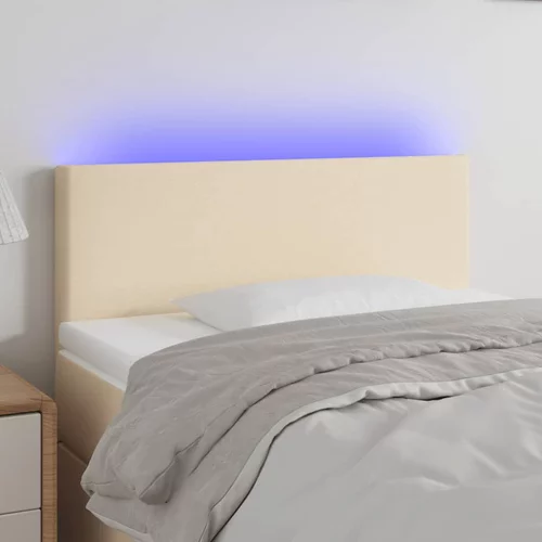vidaXL LED posteljno vzglavje krem 100x5x78/88 cm blago