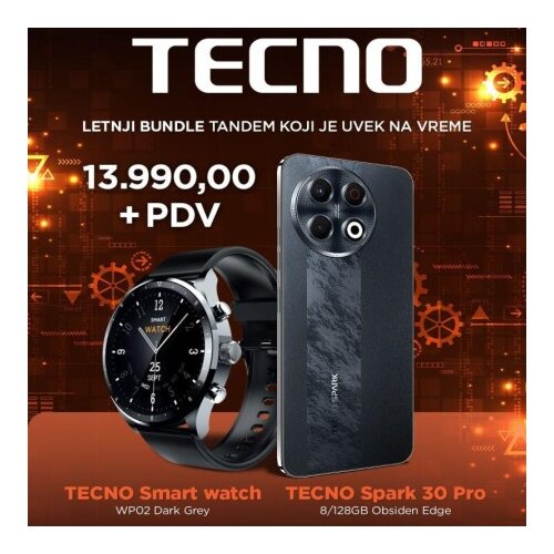 Tecno spark 30 pro 8/128gb obsiden edge + smart watch Cene