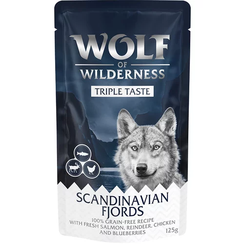Wolf of Wilderness "Triple Taste" 12 x 125 g Scandinavian Fjords - losos, sob, piletina