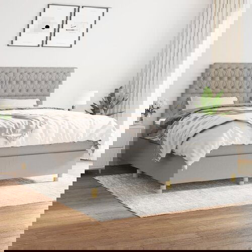 The Living Store Box spring postelja z vzmetnico svetlo siva 180x200 cm blago - Box Spring Postelja, (21518485) Cene