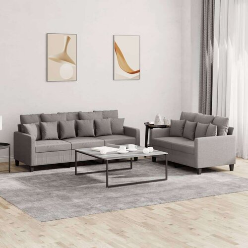  2-dijelni set sofa s jastucima smeđesivi od tkanine Cijene