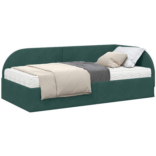 vidaXL Kotni okvir postelje z matrico z vzglavjem 2 pcs Zelena Žamet, (5000155888) Cene