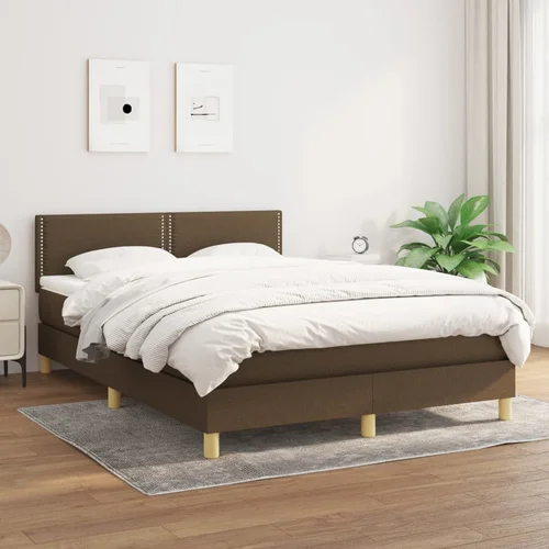 The Living Store Box spring postelja z vzmetnico temno rjav 140x190 cm blago - Box Spring Postelja, (21519328)