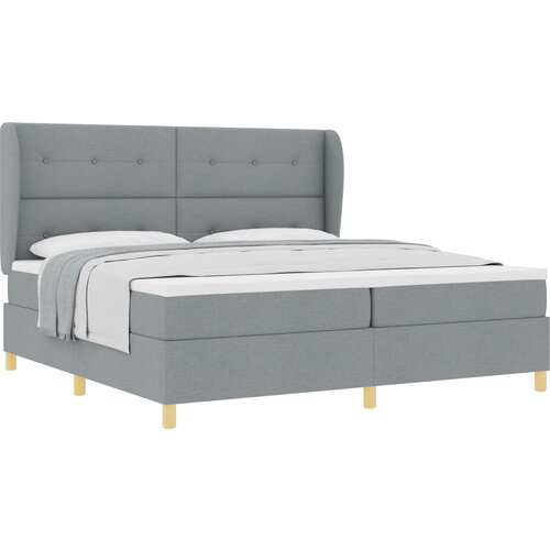 vidaXL Box spring krevet s madracem u svijetlo sivoj boji, 200x200 cm, tkanina Cene