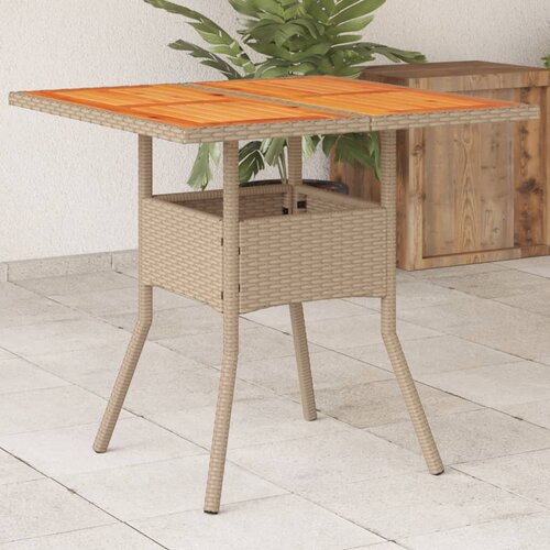  The Living Store Vrtna miza bež 80x80x75 cm poli ratan in akacijev les - Vrtna Miza, (21481734) Cene