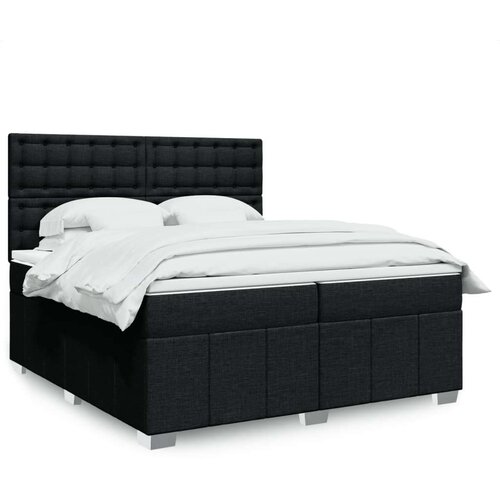 VidaXL Krevet s oprugama i madracem crni 200x200 cm od tkanine Slike