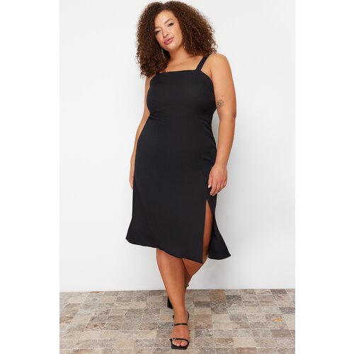 Trendyol Curve Black Slit Detailed Woven Dress Cene