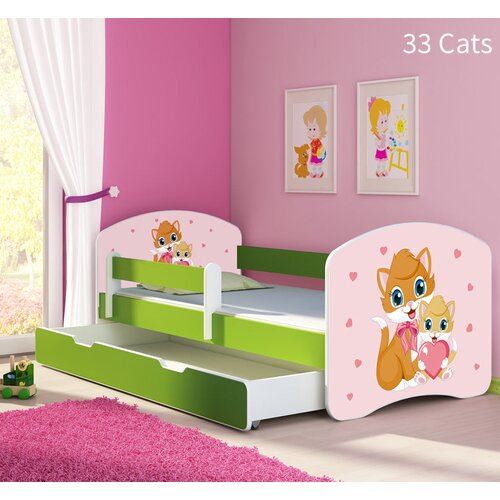  Dječji krevet ACMA s motivom, bočna zelena + ladica 160x80 cm 33 Cats Cijene