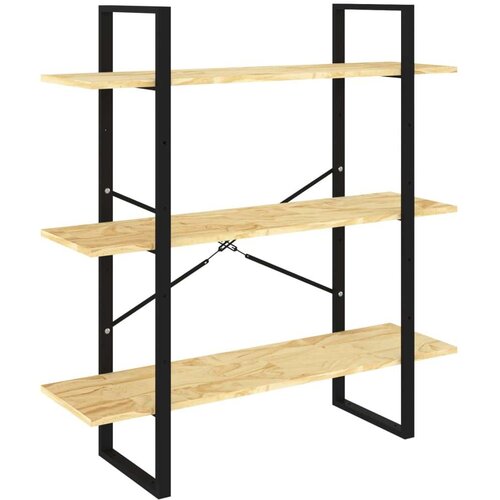 VidaXL knjižna omara 3-nadstropna 100x30x105 cm trdna borovina Slike