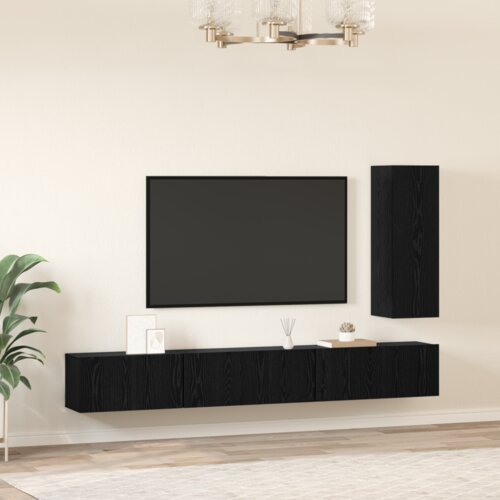 VidaXL Set TV komoda s policom Ostalo s pohranom s vratima 4 pcs Crni hrast 30.5 x 30 x 90 cm Slike