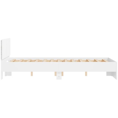  Okvir kreveta s uzglavljem i LED bijeli 120 x 200 cm Slike