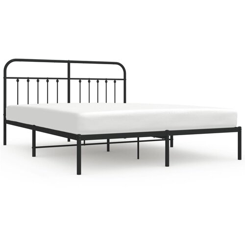 Maison Chic Kovinski Posteljni okvir - Dvoposteljna postelja - Zakonska postelja z vzglavjem črn 183x213 cm, (21693285) Slike