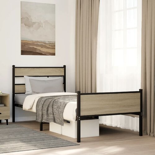 Furnova Posteljni okvir brez vzmetnice hrast 90x200 cm inženirski les, (21942126) Slike
