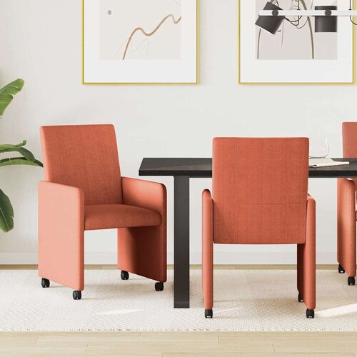 vidaXL jedilni stoli s kolesi 2 pcs rdeče oranžna 57 x 66 x 94 cm Cene