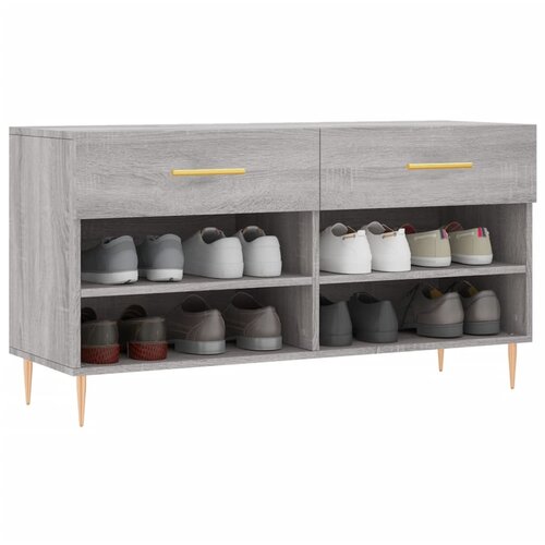  Klupa za cipele siva boja hrasta 102x35x55 cm konstruirano drvo Slike